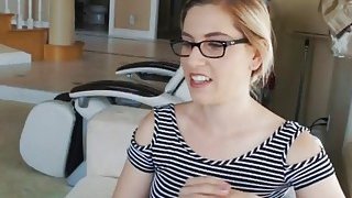 Glowing nerdy teen Nikki confessed big crush to her big cock stepbrother